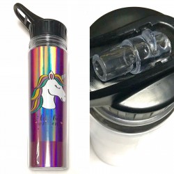 Кружка пластик JL-6019 "Lets be unicorns" золото,