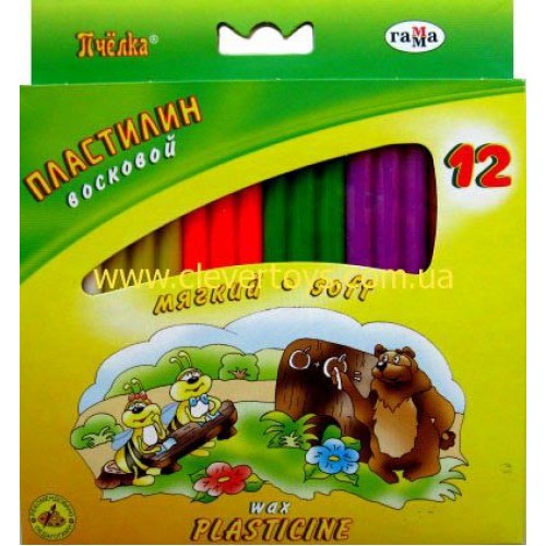 Пластилин  12цв " ПЧЕЛКА "147гр  (ГАММА) восковый