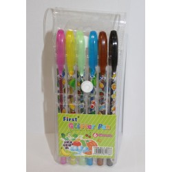 Н-р ручек гель 6 цв. с блестками 0528-6 " Фрукты "