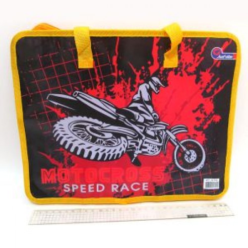 Папка-портф с ткан. ручк №1726 "Motocross" 26*32см