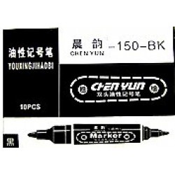 Маркер "SJ-150-YC-BK" двухстор.(черн) кругл+скош.