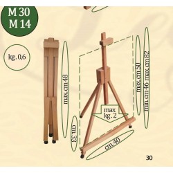 Мольберт настольный № М30/М14 (h мольб. 46-82см, m