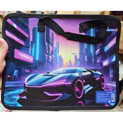 Папка-портф с ткан. ручк №2025-08  Car neon (25,5*
